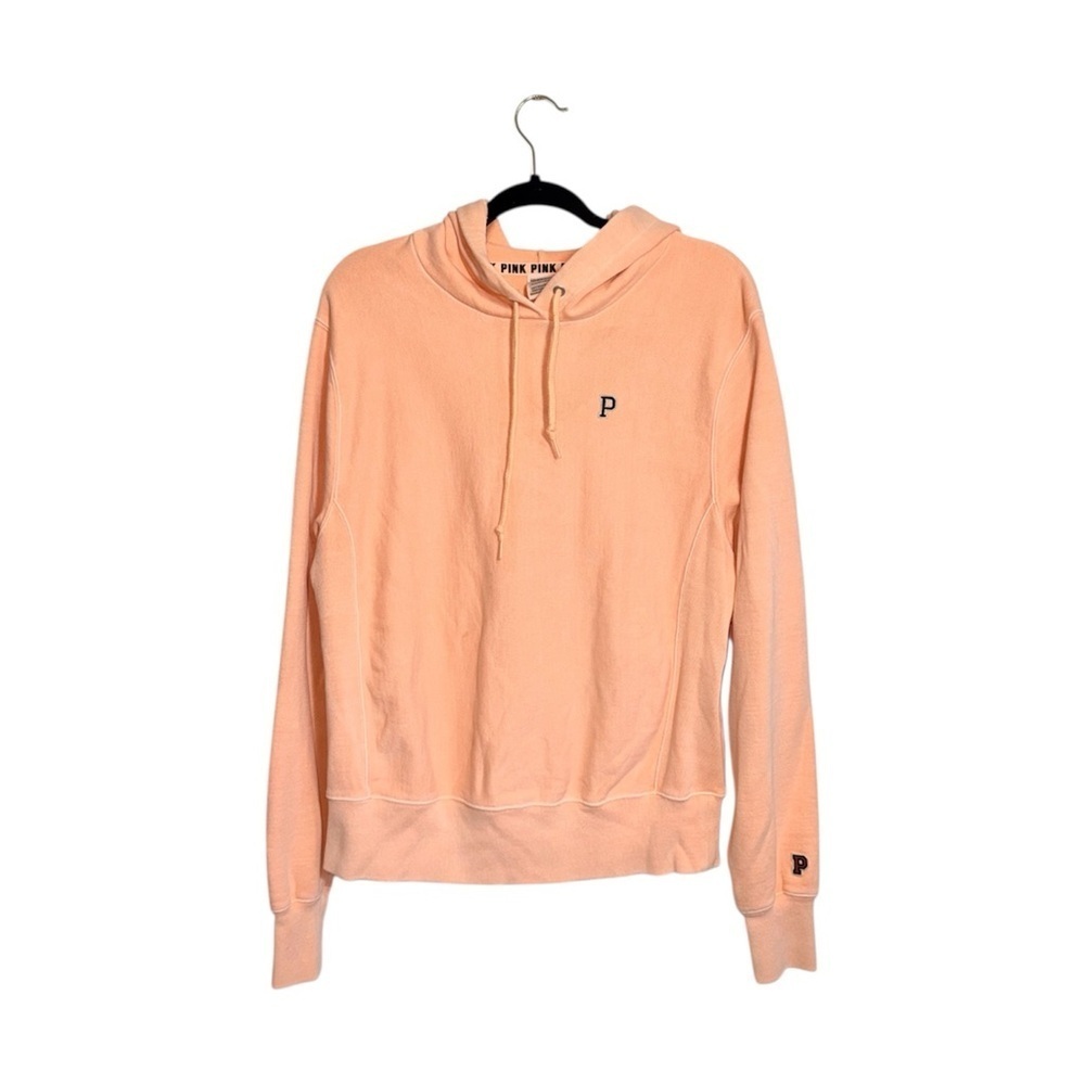 PINK Victoria’s Secret Neon Orange Sweatshirt Hooded Relaxed Fit Small Women’s